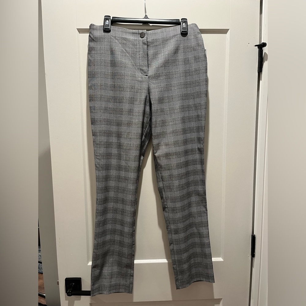Violets & Roses houndstooth plaid slim straight trouser, size 14